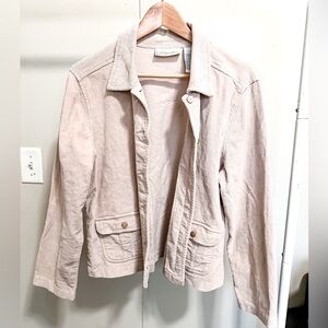 DressBarn Beige Corduroy Button Up Collared Shacket size medium